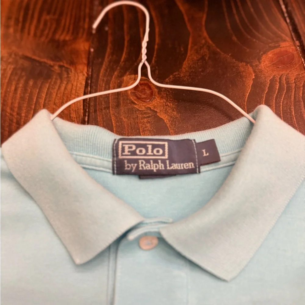 Ralph Lauren Light Blue Polo Shirt with Yellow Logo - Picture 2 of 4